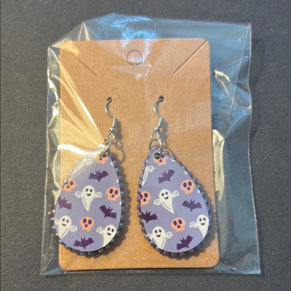 Purple Halloween Teardrop Earrings